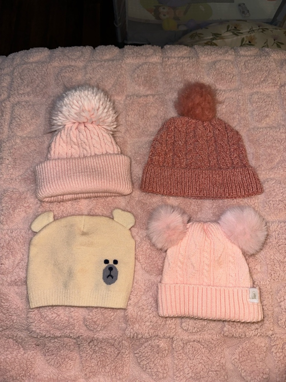 Beanies for baby girl- Lot 4 total